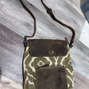 Myra Bag Green and Brown Crossbody Bag